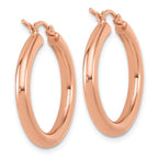 Leslie's 14K Rose Gold 3mm Polished Hoop Earrings - Image 4