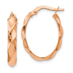 Leslie's 14K Rose Gold Polished and Twisted Oval Hoop Earrings