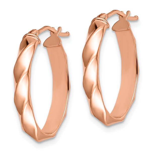 Leslie's 14K Rose Gold Polished and Twisted Oval Hoop Earrings - Image 2