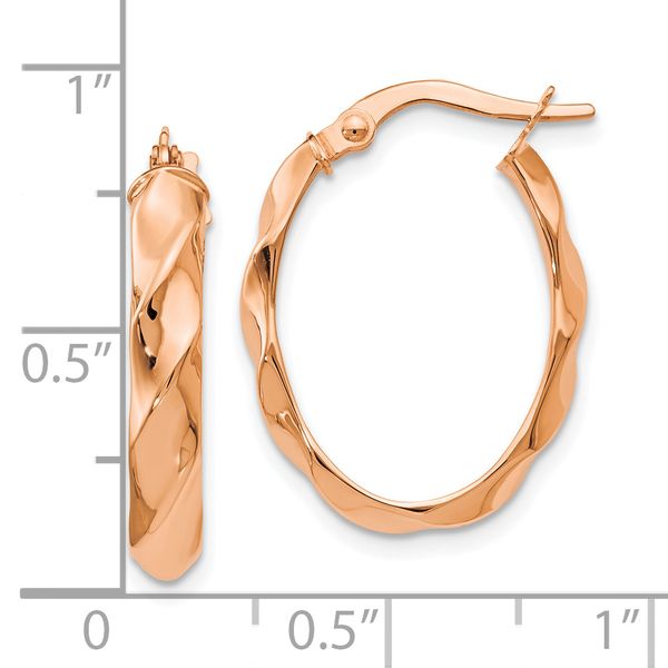 Leslie's 14K Rose Gold Polished and Twisted Oval Hoop Earrings - Image 4