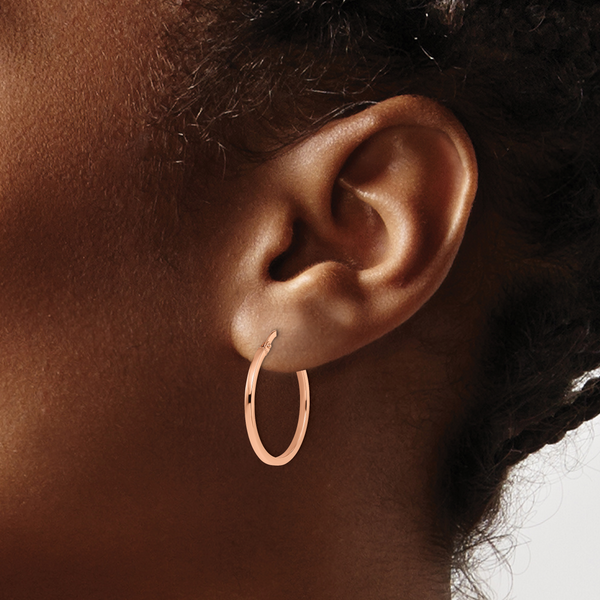 Leslie's 14K Rose Gold Polished Hoop Earrings - Image 3