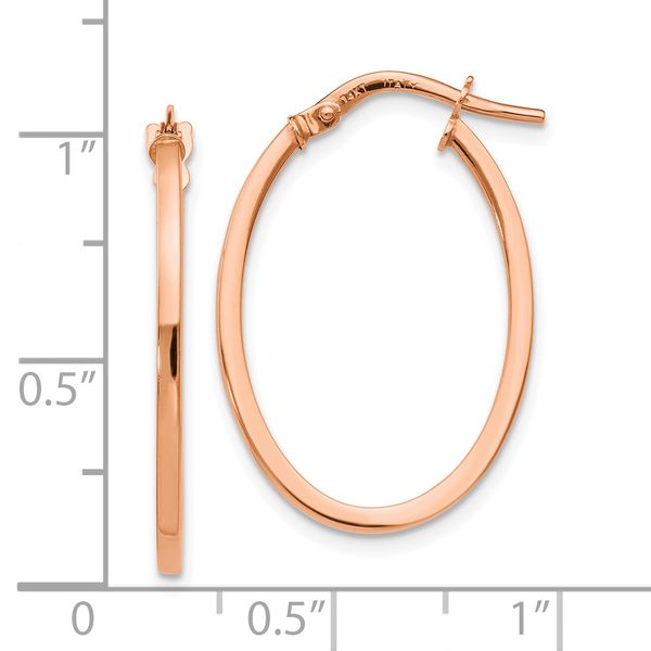 Leslie's 14K Rose Gold Polished Oval Hoop Earrings - Image 4
