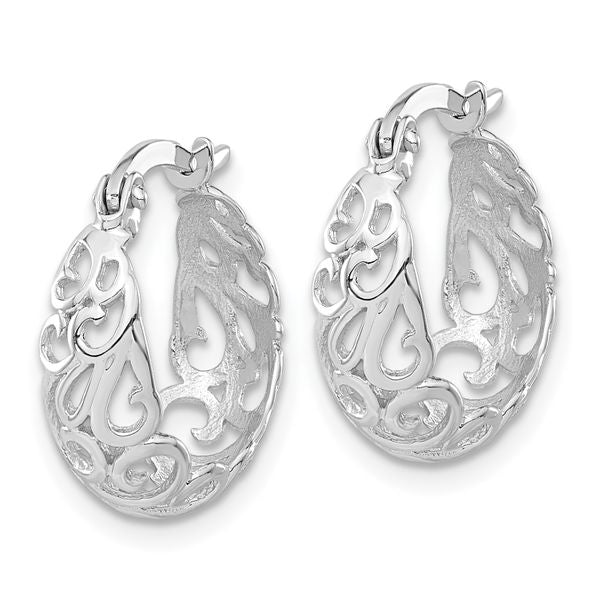 Leslie's 14K White Gold Polished Hoop Earrings - Image 2