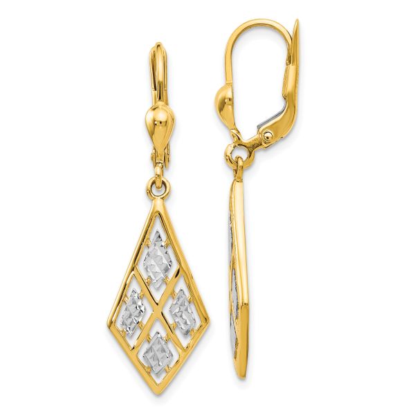 Leslie's 14K with Rhodium D/C Leverback Earrings