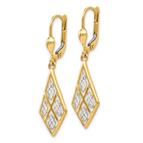 Leslie's 14K with Rhodium D/C Leverback Earrings - Image 2