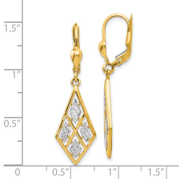 Leslie's 14K with Rhodium D/C Leverback Earrings - Image 4