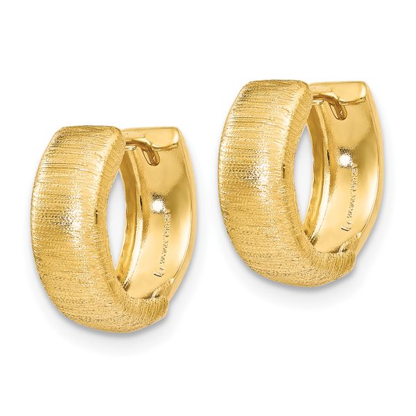 Leslie's 14K Polished and Textured Hinged Hoop Earrings - Image 2
