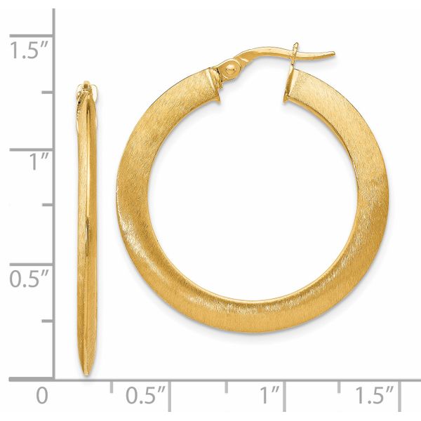 Leslie's 14K Brushed Hinged Hoop Earrings - Image 3
