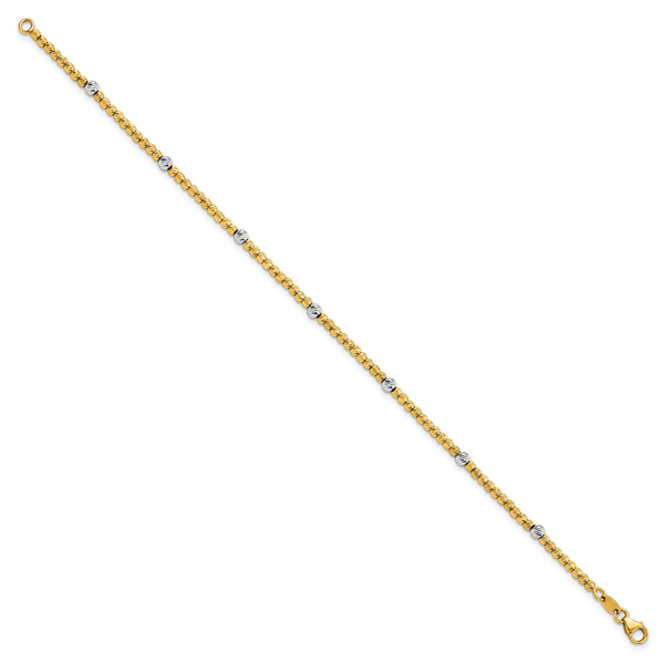 Leslie's 14K Two-tone Polished D/C Beaded Bracelet - Image 2