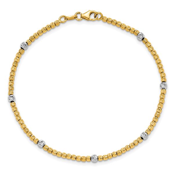 Leslie's 14K Two-tone Polished D/C Beaded Bracelet - Image 3