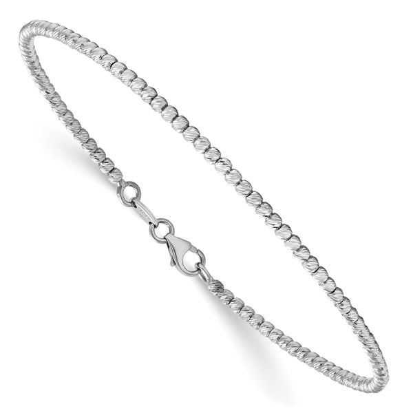Leslie's 14K White Gold Polished D/C Beaded Bracelet