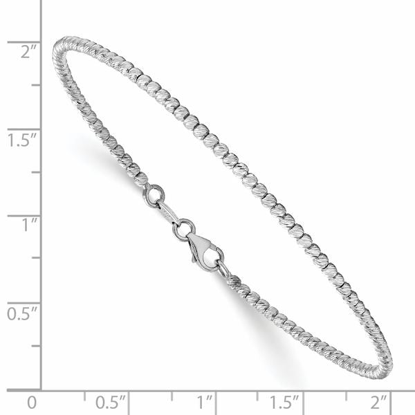 Leslie's 14K White Gold Polished D/C Beaded Bracelet - Image 2