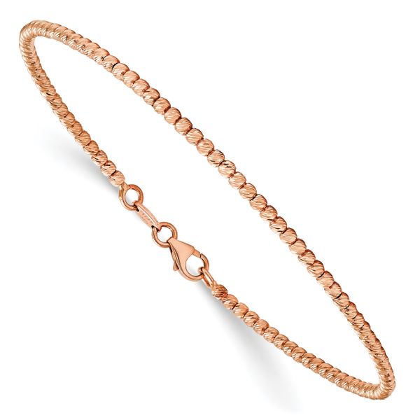 Leslie's 14K Rose Gold Polished D/C Beaded Bracelet