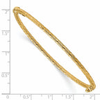 14K Polished and Textured Hinged Bangle - Image 3