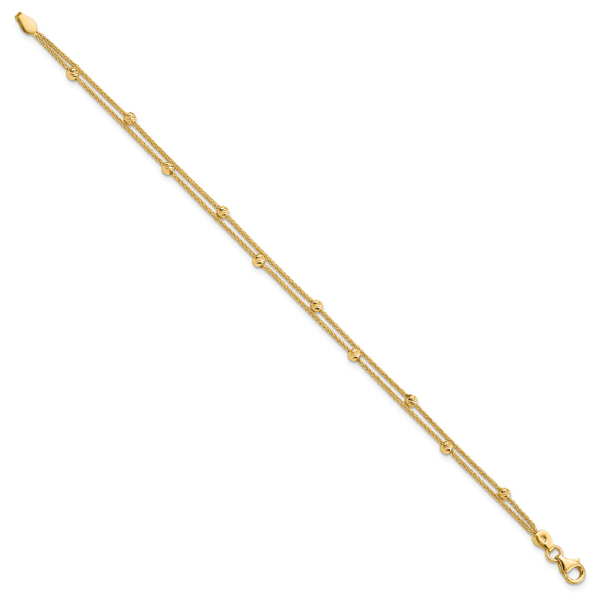 Leslie's 14K Gold Polished and Diamond-cut Beads 2 Strand Bracelet - Image 2