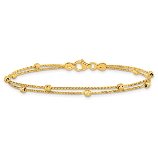 Leslie's 14K Gold Polished and Diamond-cut Beads 2 Strand Bracelet - Image 3