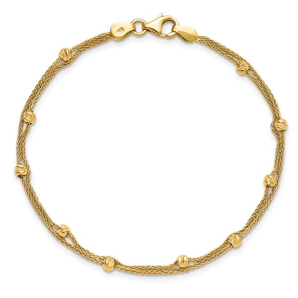 Leslie's 14K Gold Polished and Diamond-cut Beads 2 Strand Bracelet - Image 4