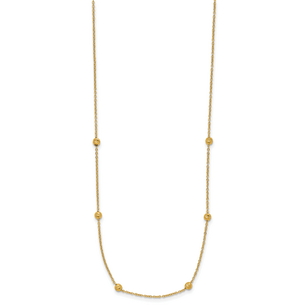 Leslie's 14K Polished D/C Beaded 17in with 2in ext. Necklace - Image 2