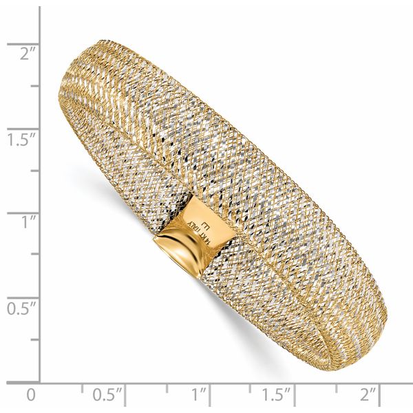Leslie's 14K w/Rhodium Polished Mesh Stretch Bracelet - Image 2