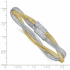 14K with White Rhodium CZ Polished Mesh Stretch Bracelet - Image 2
