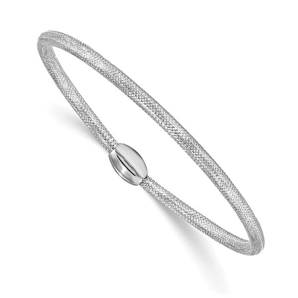 Leslie's 14K w/White RH-plating Polished Mesh Stretch Bracelet