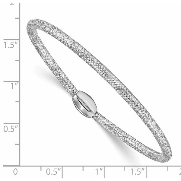 Leslie's 14K w/White RH-plating Polished Mesh Stretch Bracelet - Image 2