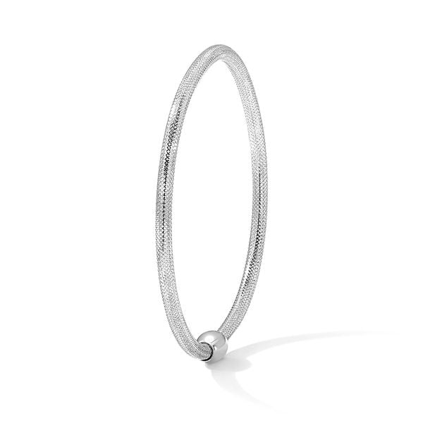 Leslie's 14K w/White RH-plating Polished Mesh Stretch Bracelet - Image 4