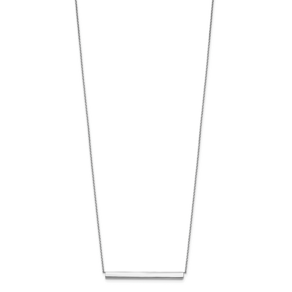 Leslie's 14K White Gold Polished with 1in ext. Bar Necklace - Image 2