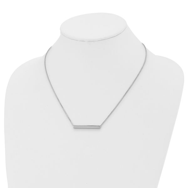 Leslie's 14K White Gold Polished with 1in ext. Bar Necklace - Image 3