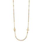 Leslie's 14K Tri-color Sideways Cross Beaded Rosary Style 18 inch Necklace - Image 2