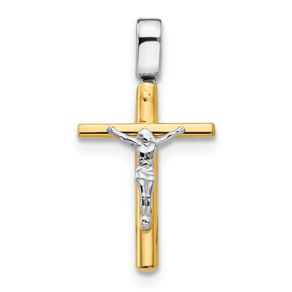 Leslie's 14K Two-tone Polished Crucifix Cross Pendant