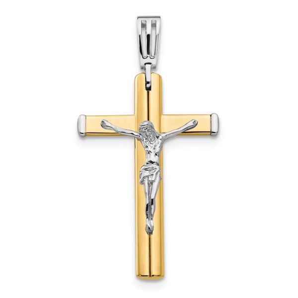 Leslie's 14K Two-tone Polished Crucifix Cross Pendant