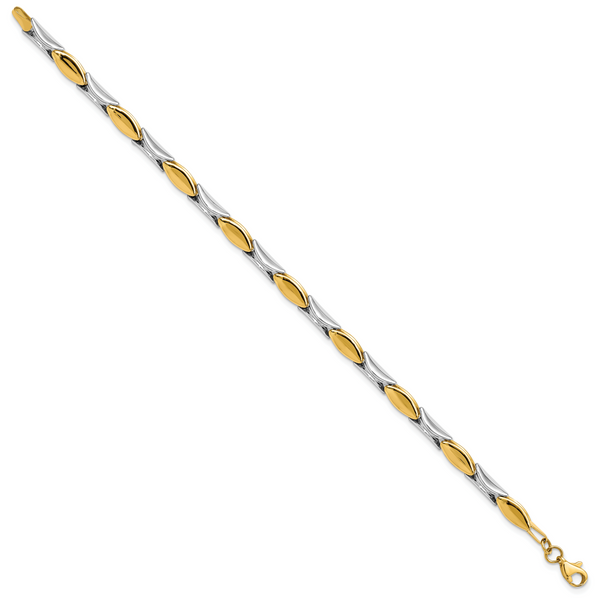 14K Two-tone Polished Fancy Link Bracelet - Image 2