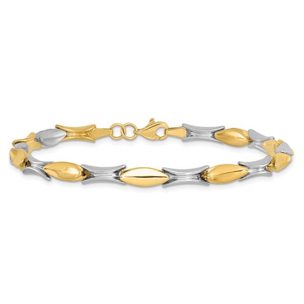 14K Two-tone Polished Fancy Link Bracelet - Image 3
