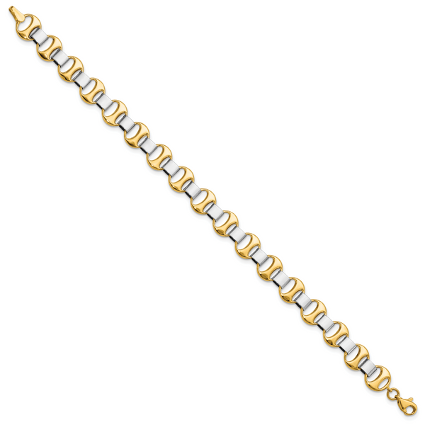 14K Two-tone Polished Fancy Link Bracelet - Image 2
