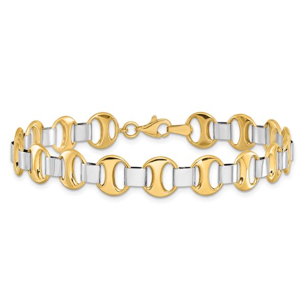 14K Two-tone Polished Fancy Link Bracelet - Image 3