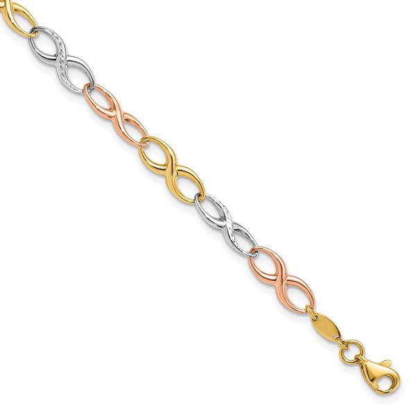 Leslie's 14K Tri-color Infinity Symbol Link Bracelet