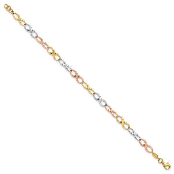 Leslie's 14K Tri-color Infinity Symbol Link Bracelet - Image 2