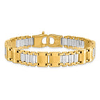 Leslie's 14K Two-tone Polished and Brushed Fancy Link Men's Bracelet - Image 3