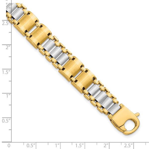 Leslie's 14K Two-tone Polished and Brushed Fancy Link Men's Bracelet - Image 4