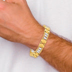 Leslie's 14K Two-tone Polished and Brushed Fancy Link Men's Bracelet - Image 5