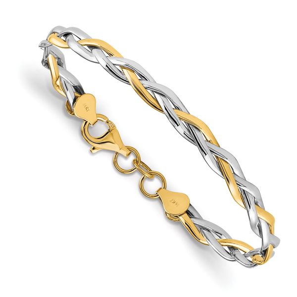 14K w/Rhodium Polished Twisted Bracelet