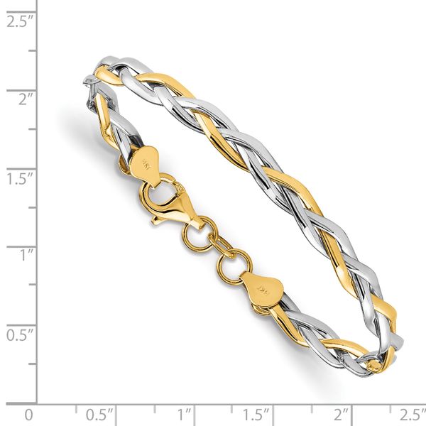 14K w/Rhodium Polished Twisted Bracelet - Image 3