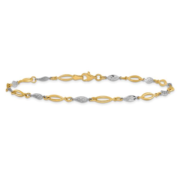 Leslie's 14K Two-tone Polished Fancy Link Anklet - Image 3