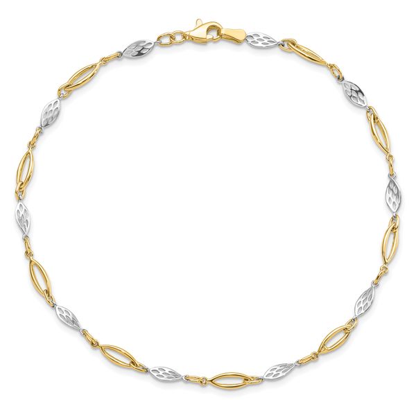 Leslie's 14K Two-tone Polished Fancy Link Anklet - Image 4