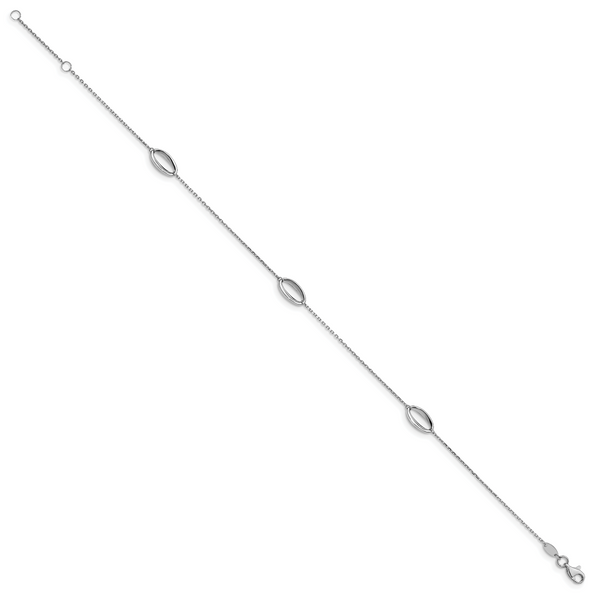 14K White Gold Polished w/1 in ext. Anklet - Image 2