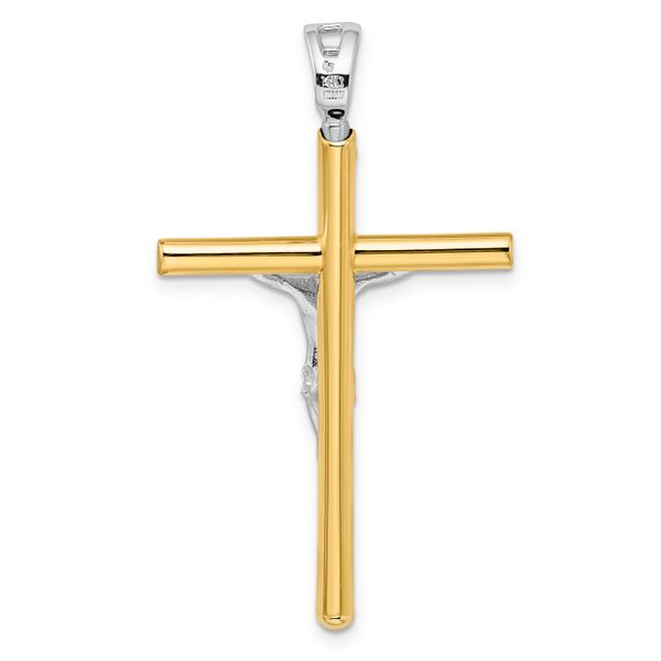 14K Two-tone Crucifix Pendant - Image 3
