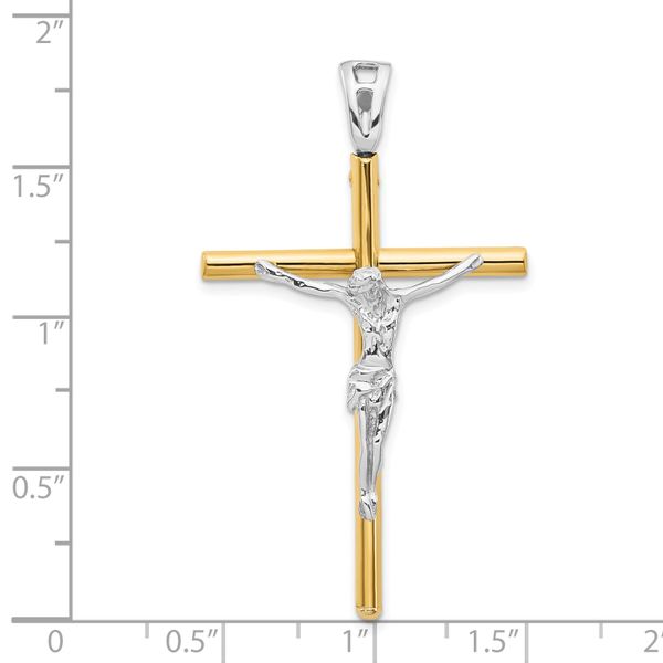 14K Two-tone Crucifix Pendant - Image 4