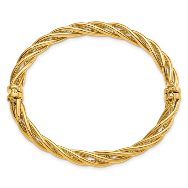 14K Polished Twisted Hinged Bangle - Image 2