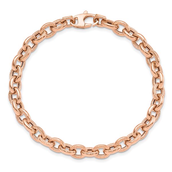 Leslie's 14K Rose Gold Textured Link Bracelet - Image 4